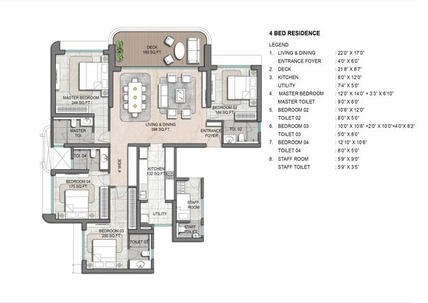 4 BHK Floor Plan